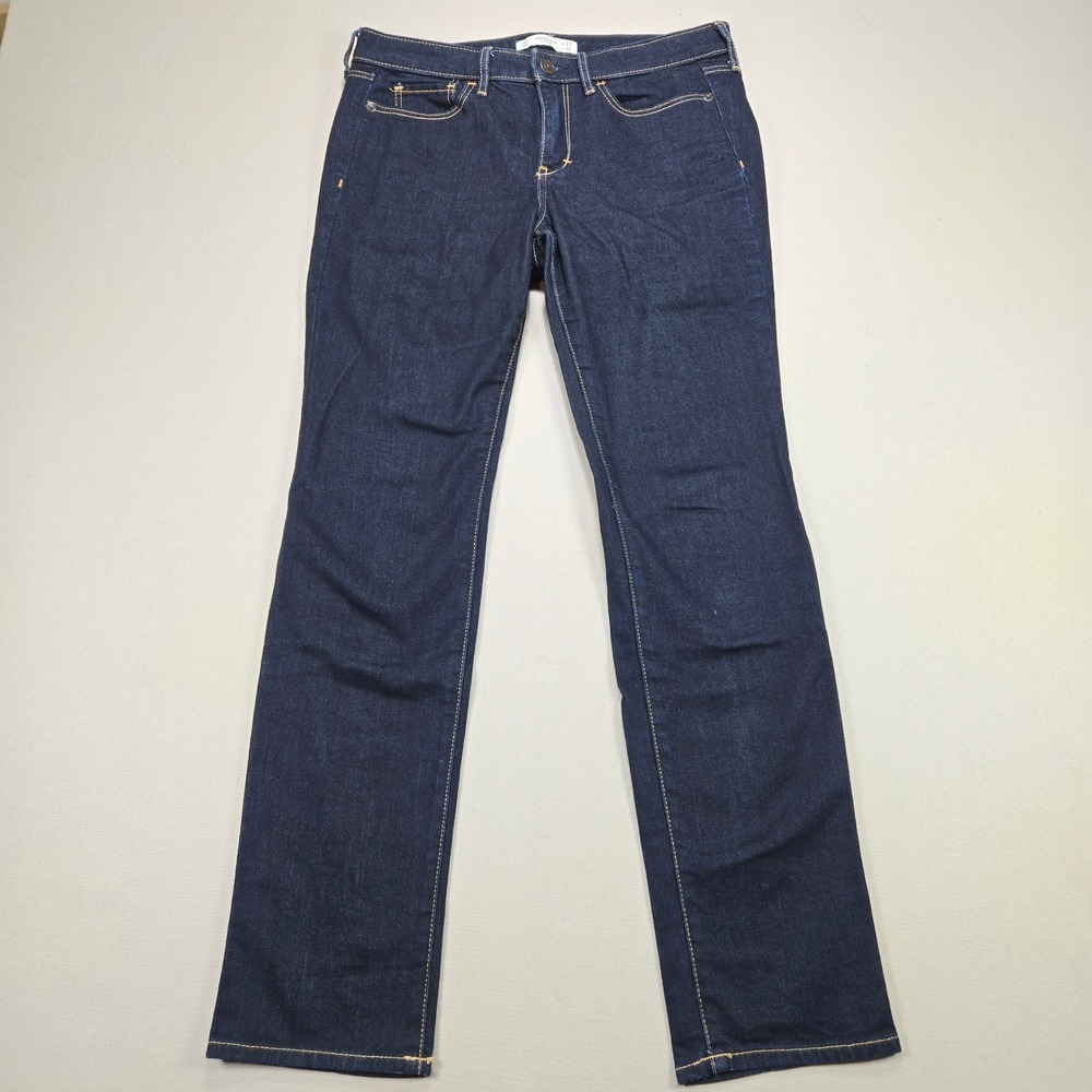 Abercrombie & Fitch Jeans Straight Leg Stretch Dark Indigo Blue Women 4S W27 L31